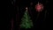 Christmas holiday lights tree growing against fireworks display, Luma Matte