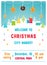 Christmas Holiday Market or Fair Poster with Snowy Winter Town Landscape, Trees and Gingerbread Cookies Garland