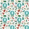 Christmas holiday nature doodles seamless pattern