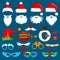 Christmas holiday photo booth props vector collection.