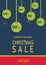 Christmas holiday sale  on flat background with balls. Limited time only. Template for a banner, shopping, discount. Vector