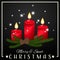 Christmas holiday season background with Christmas candle with fire, pine branch and Merry & Sweet Christmas text.