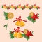 Christmas holiday set with Xmas Flower and Bells Border and single elements.