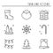 Christmas holiday thin line icons set. New Year celebration outline collection. Basic xmas winter elements. Vector