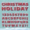 Christmas holiday vector font. Retro 3d letters with snow caps