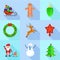 Christmas holidays icon set, flat style
