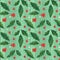 Christmas Holly green red pattern, traced watercolor