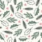 Christmas holly leaves repeat pattern fabric print background