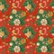 Christmas Holly red pattern with candy cane and lollipop bouquet, traced watercolor