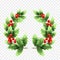 Christmas holly wreath realistic illustration