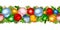 Christmas horizontal seamless garland with colorful balls. Vector illustration.