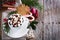 Christmas hot chocolate with festive decorations