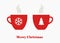 Christmas hot coffee, tea or chocolate beverage in red cups