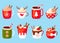 Christmas hot drinks festive vector icon set. Mulled wine  tea  coffee  chocolate  eggnogg  cocktail