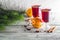 christmas hot mulled wine with cinnamon orange and anise on white wooden background