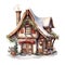 Christmas House Clipart, Watercolor Christmas Village