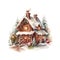 Christmas House Clipart, Watercolor Christmas Village