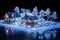 Christmas Ice Miniature Village extreme closeup. Generative AI