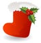 Christmas icon Santa boot with holly