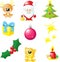 Christmas icon - santa, xmas tree, candle, reindeer