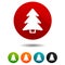 Christmas icons. Christmas tree signs. Holiday symbol. Vector Circle web buttons.