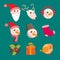 Christmas icons objects collection detailed