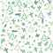 Christmas Icons Seamless Pattern with New Year Tree, Snow and St