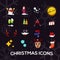 Christmas icons set with background -