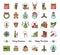 Christmas icons set, New Year symbols, Winter Holiday decoration elements