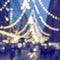 Christmas illuminated decorations in the street of town, bokeh lights, holiday background