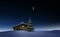 Christmas Illuminated hut in cold winternight