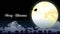 Christmas illustration banner 4K animation movie . Flying Santa Claus flying on a full moon night