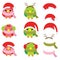 Christmas illustration with cute birds and Santa hat suitable for children Xmas sticker set and clip art