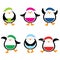 Christmas illustration with cute colorful penguin suitable for children Xmas sticker set and clip art