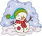 Christmas illustration with cute snowman