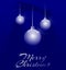 Christmas Illustration with Decorations, Fir Trees and Falling Star, Blue And White, Merry Christmas, Elegant