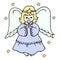 Christmas illustration, hand drawn cute praying angel girl, card for family