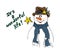 Christmas illustration. Snowman wearing a scarf and hat. It\'s a Wonderful Life. Christmas card.