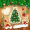 Christmas illustration with tree and paper elements