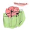 Christmas illustration of watercolor gift box