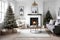 Christmas interior design. Cozy minimalist living room details