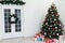 Christmas interior door Christmas tree holiday decor presents new year