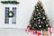 Christmas interior door Christmas tree holiday decor presents new year