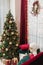 Christmas interior glamor burgundy gold decor curtains