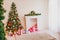 Christmas Interior home Christmas tree and gifts new years winter Garland lights