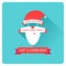 Christmas invitation with santa, flat vector