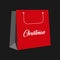 Christmas items. red paper bag