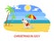 Christmas in July Relaxing Holiday on Beach Vector