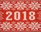 Christmas jumper fragment with 2018 New Year knitted texture,