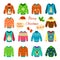 Christmas jumper. Xmas cozy funny sweater with ugly print for traditional party cartoon vector clothes set
